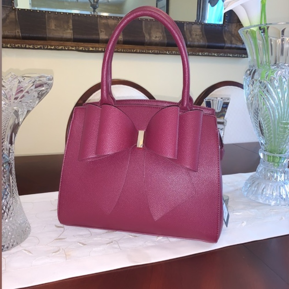 Dark Wine Bow Handbag.